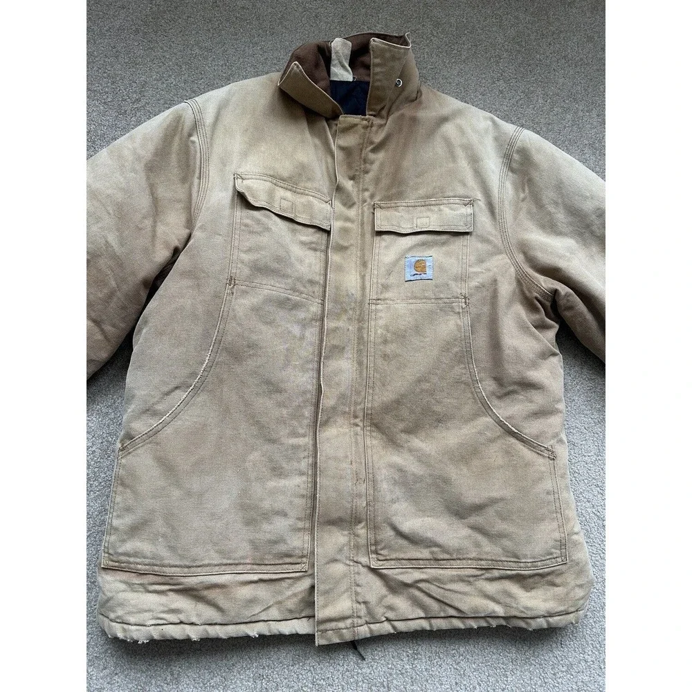 Vtg Carhartt Coat Men's 46 Quilt Lined CQ186 CQ185 Chore Ranch Corduroy Collar - Picture 16 of 16